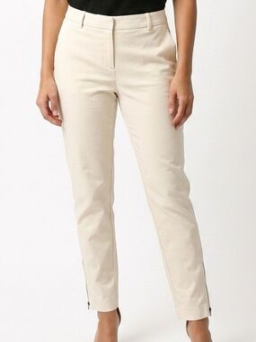DONNA Karen‎ pointe ankle pants ivory slacks. Size 6. Zipper hem